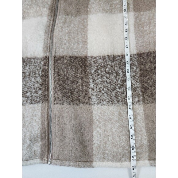 Unbranded Womens Ponco S/M Hooded Brown&Cream Plaid Quilted Accents Zip-up - Picture 5 of 10